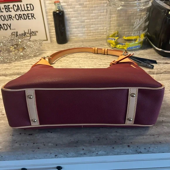 Dooney & Bourke 1975 Rebecca Red & Natural Leather Hobo Bag NWT - Picture 4 of 9